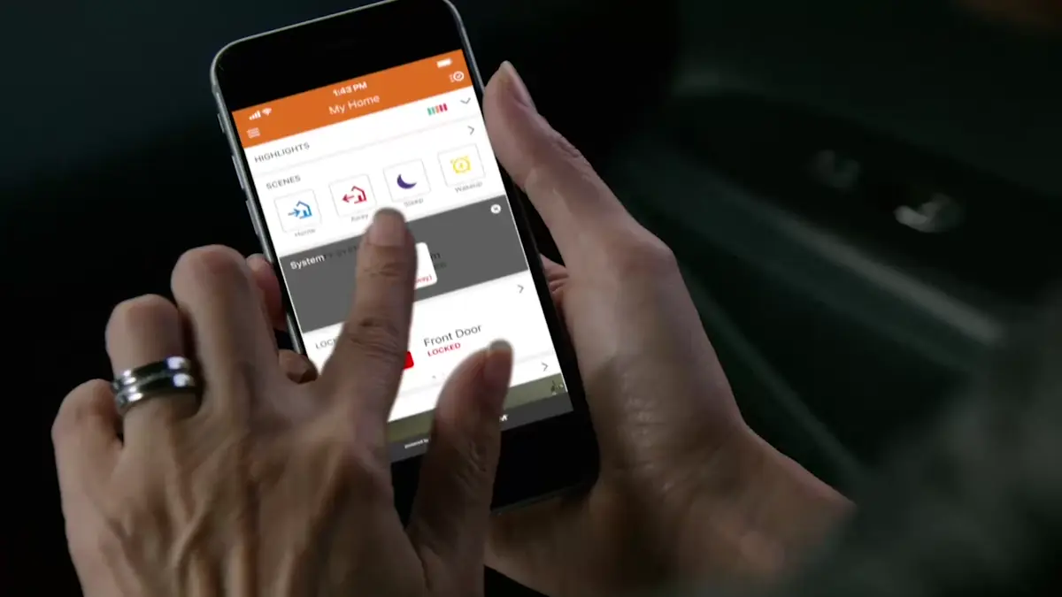 Controlling a home security system from a smartphone app